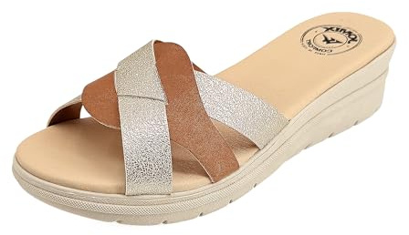 JOMIX Sandali Donna Ortopedici Estivi Comfort con Fasce Incrociate, Ciabatte Platform 6 cm Ammortizzate Leggere, Suola Antiscivolo, Scarpe Comode per Piedi Sensibili e Gonfi, Casa Mare