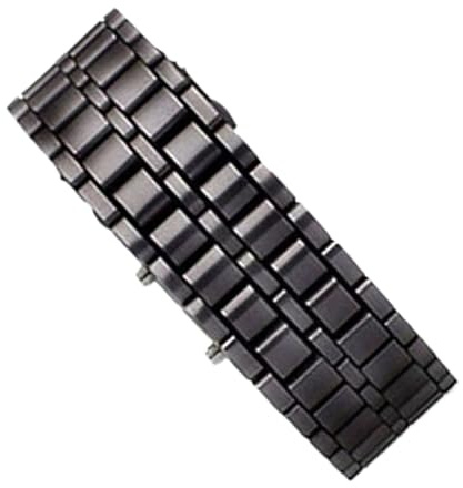 LED Digital Wrist Watch: Reveals Time Instantly, Silver Faceless Metal Link Strap, 210mm Length + Light Display, Waterproof Alloy Construction - Material