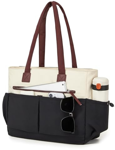 Miss Lulu Large Tote Bag for Women, 15.6 Inch Laptop Work Handbags | with 10 pockets, Lightweight, Water-resistant nylon, for School Work Travel