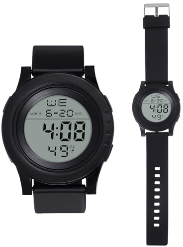 OHPHCALL Reloj Digital Negro para Grande Deportivo LED Hombres y Mujeres | Dual Time, Cronómetro y Cuenta Atrás, Abs, Pu y Acero Inoxidable, Uso en Natación y Deportes