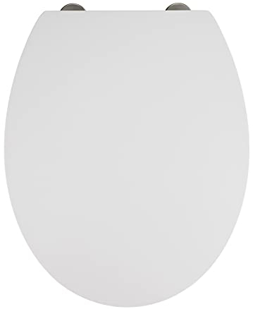 WENKO WC-Sitz Mora, hygienischer Toilettensitz mit Absenkautomatik, Toilettenbrille mit Fix-Clip Befestigung, aus antibakteriellem Duroplast, Weiß