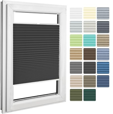 Home-Vision® Premium Plissee zum Anschrauben in der Glasleiste Innenrahmen (Schwarz, B60cm x H100cm) Blickdicht Plissee Jalousie mit Halterungen zum Bohren, Sonnenschutzrollo Rollo