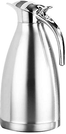 2L Vacuum Jug Stainless Steel Double-Wall Vacuum Insulated Coffee Pot Thermal Carafe, Juice/Milk/Tea Insulation Pot with Press Button (Silver)