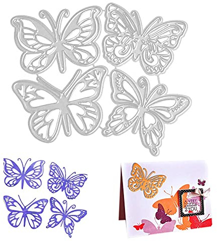WuLi77 4 Schmetterling Metall Stanzschablone Die Stanzen Zum Basteln Von Karten, Prägeschablone Für Scrapbooking, DIY Album, Papier, Karten, Kunst, Dekoration