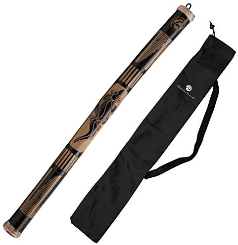 Australian Treasures - Bastioni della pioggia 80cm carved con borsa rainstick in nylon