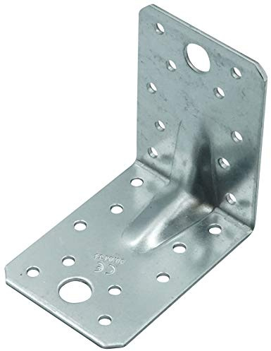 SC-Normteile | Winkelverbinder mit Sicke - 90 x 90 x 65 mm - 50 Stück - Feuerverzinkt - Lochwinkel Rippe Steg - Made in Germany