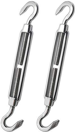 Augiimor 2PCS M8 Haken & Haken Spannschloss Drahtseil Spannung 304 Edelstahl Haken zu Haken Spannschloss Heavy Duty Drahtseil Spannung