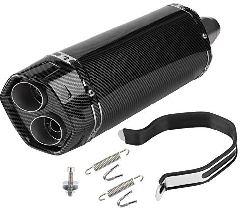 Akozon 36-51 mm / 1,4-2 pollici universale Tubo di scarico a doppia uscita per moto Silenziatore marmitta per Z900 Z1000 / 400