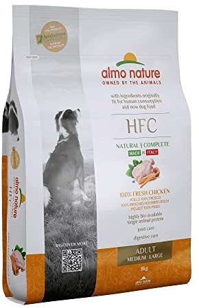 Almo Nature HFC Adult Dog M/L - 100% Frischer Huhn - Komplett-Trockenfutter für ausgewachsene Hunde, mittelgrosser/grosser Rassen 8 Kg
