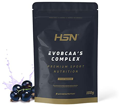 BCAA 2:1:1 en Polvo Evobcaa’s Complex de HSN | Sabor Grosella Negra 150 g = 10 Tomas por Envase De Aminoácidos Ramificados con L-Citrulina + L-Glutamina Kyowa | No-GMO, Vegano, Sin Gluten