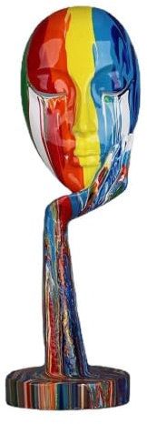 Simple Creativo Colorido Mujeres Cara Arte Estatua Pensador Señora Escultura Personajes Abstractos Manualidades Adornos Hogar Oficina Dormitorio Sala de estar Estudio Decoraciones (Grande 39 cm)