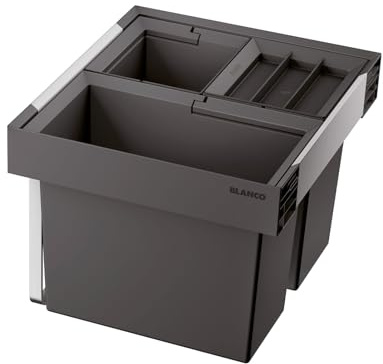 BLANCO FLEXON II low 50/3 | Système de déchets | pour armoires inférieures de 50 cm de large | Système de montage dans les tiroirs | 1 x 19 litres et 2 x 8 litres | 1 x couvercle de seau de 8 l |