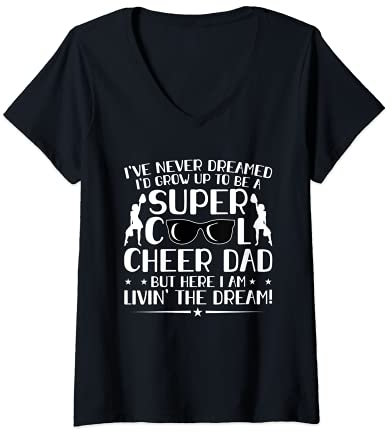 Damen Lustiger Cheerleading Dad Cheer Dad Cheerleading Vatertag T-Shirt mit V-Ausschnitt