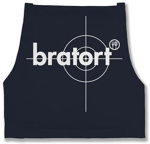 Schürze - Grillschürze - Erwachsene - Bratort Grill Geschenk I Grillmeister I Grill Fans - 85x69 - Navy Blau - geschenke für koch kochschürze mit spruch wein grillen aufdruck männerschürzen