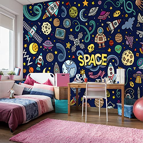 Muralo Vinyl Struktur FOTOTAPETE Kinder Kosmos Planeten Muster Tapete Wandtapeten 254 x 184 Spielzimmer Kinderzimmer Moderne Wandbilder XXL Wand Dekoration Br.254xHö.184
