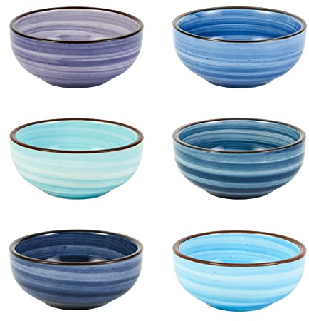 Selamica Ceramic Dipping Bowls, 2.7 Oz Soy Sauce Dish Set, 3 inch Small Dip Bowl for Side Dish, Appetizers, Set of 6, Gradient Blue