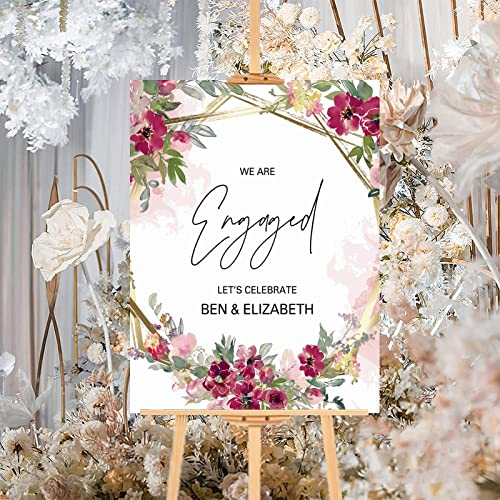 Individuelles Holzschild mit rosa Blumenmuster, rustikales Holzschild für Hochzeit, Willkommensschild, modernes Hochzeitsgruß, Partyschild für Feier, Verlobung, Jahrestag, Dekorationen, 30,5 x 40,6 cm