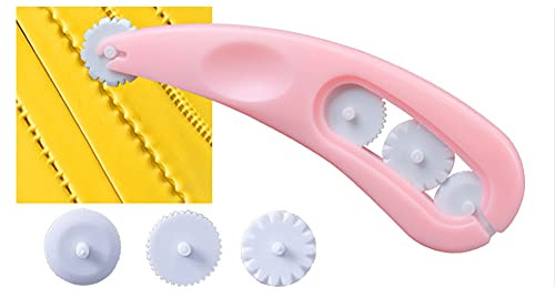 FIYSON Fondant Cutter Set, Fondant Cutter Roller mit 4 Kochfeldern, Roller Ausstecher Gitterschneider,Fondant Modellierwerkzeug, Streifen Embosser Roller Set für Fondant,Teig,Torten Verzieren Handwerk