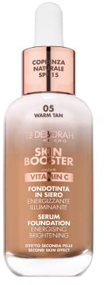 Deborah Milano - Skin Booster Fondotinta in Siero SPF 15, N.5 Warm Tan, Energizzante e Illuminante, con Vitamina C, Effetto Naturale, Uniforma l'Incarnato, 30 ml