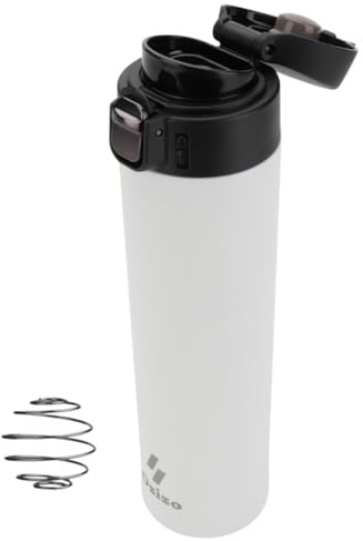 Ozizo 18 oz Insulated Stainless Steel Cocktail Shaker Travel Mug with Mixing Ball, Push Button Lid, Pour Spout, Spill Proof and Leak Proof