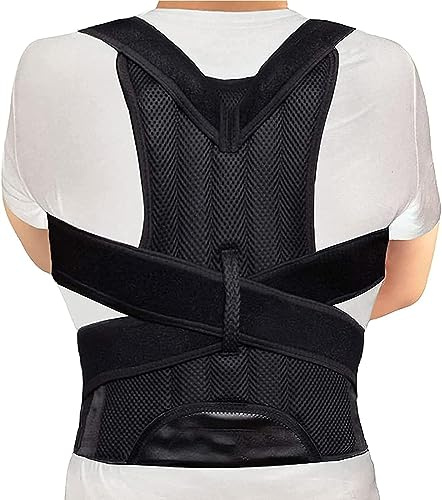 SUAVER Correttore Posturale Regolabile Spalle Fascia, Schiena Supporto Fascia Lombare Supporto Schiena Migliora Postura Allevia Dolore Collo,Alla Schiena e Lombare per Uomo e Donna (M, Nero)
