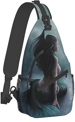 LAMAME Vase Sonnenblume gedruckt Crossbody Tasche Wandern Brust Rucksack Multifunktionale Umhängetasche, Meerjungfrau Dame und Segeln auf Meer Piratenschiff, One size