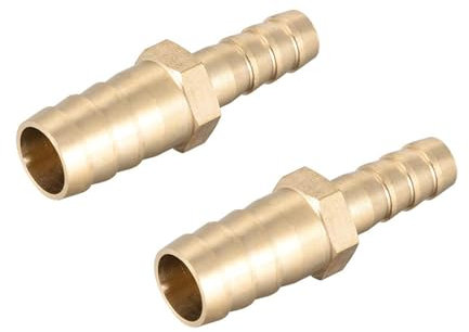 TA-VIGOR 2Pcs Straight Brass Barb Fitting Reducer, 12mm to 8mm Brass Reducer Fittings Straight Connector for Water Gas Oil Boat Air Pipe
