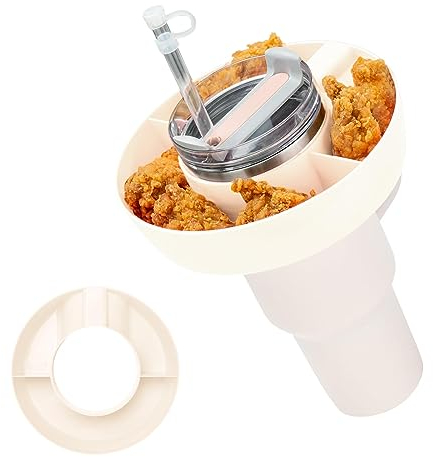 EHOTER Cuenco de aperitivos para vaso Stanley de 40 onzas con asa, bandeja de aperitivos compatible con Stanley Cup de 40 onzas con asa, anillo reutilizable para accesorios de taza Stanley (blanco)