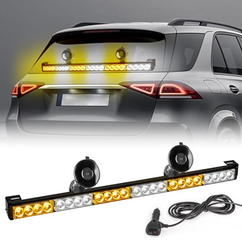 ROUTEKING 27 Zoll LED Notfall-Stroboskoplicht 24LED, 12V Warnblinker für LKW, Verkehrsführung, Sicherheits-Lichtleiste für Windschutzscheibe (Orange/Weiß) | Klare Warnung bei Pannenhilfe, Wartung und Straßenarbeiten, einfache Bedienung über das Fahrzeug.