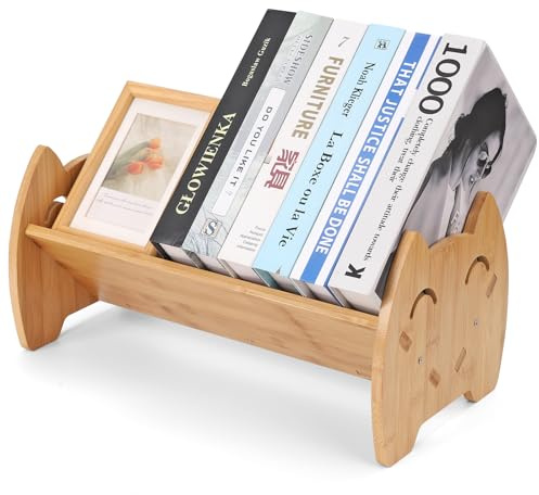 Hggzeg Bambus-Bücherregal für Kinder, kleines Desktop-Kinder-Bücherregal, Aufbewahrung Display-Regal, einfacher Buch-Organizer für Kinderzimmer (Bambus)