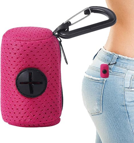 Besreey Hundetaschenhalter - Hundekotbeutelhalter aus Netzstoff mit Leinenbefestigung und Reißverschluss - Hundebeutelspender mit großer Kapazität, tragbarer Kotbeutelhalter für Hunde, Spaziergänge