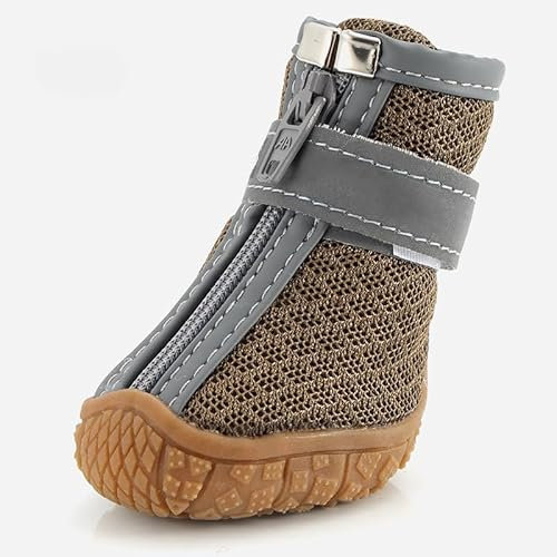 Hundeschuhe für kleine Hunde, atmungsaktiv, Pfotenschutz für heißen Gehweg, Winter, Schnee, Wandern, 4 Stück (1#, Kaffee)