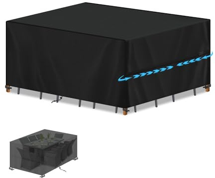 SIMPHAUS Housse Salon de Jardin Exterieur Impermeable Housse de Protection de Table Extérieur 420D Oxford Tissu Housse pour Meuble de Jardin Protection Canape Jardin Anti-UV au Vent 180x130x90cm