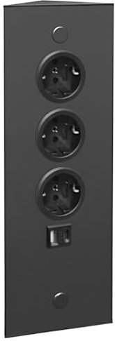 THEBO Energie-Ecksäule ST 3007/320/3 in SCHWARZ mit USB A u. C/Ecksteckdosen/Steckdosenleiste/Steckdosen