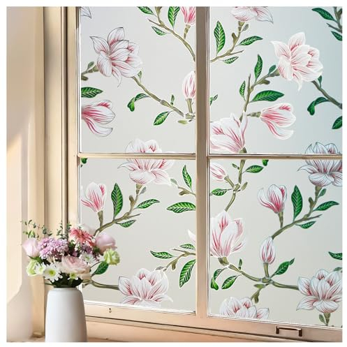 Lifetree Film pour Fenêtre sans AdhéSif - Anti Regard, Vitrail Autocollant Décoratif Opaque, Anti-UV, pour Fenêtres et Portes 60 x 200 cm