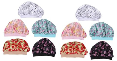 FRCOLOR 10stücke Teiliges Mädchen Satin Schlafmütze Atmungsaktive Haube Für Mädchen Schützt Frisur Während Schlafs Für Schlaf Und Bad Verschiedenen Farben Erhältlich Mit Punkten