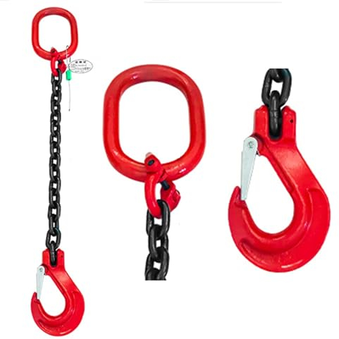 Anschlagkette Kettenschlinge Mit Haken, 3.3Ft G80 Alloy Steel Rostfrei Einbeinige Kettenschlinge 3Ton Mit Standardmarkierung, Industrielle Wiederholte Heben Motor Lift Ketten
