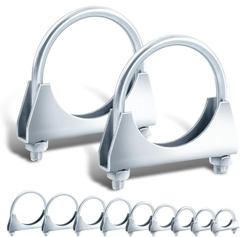 Tanstic Lot de 2 colliers de serrage en U 2-1/8 pour pot d'échappement - Colliers de serrage en U pour silencieux et tuyau