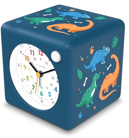 Cander Berlin MNU 1110 D Kinderwecker lautlos Licht Dinosaurier Snooze ohne Ticken Jungen Mädchen Kinderzimmer Tiere