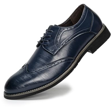 Rusffes Brogues Derbys Oxfords - Zapatos de vestir formales con cordones para hombre, Navy, 42 1/3 EU