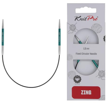 KnitPro Zing fasta stickor – runda stickor 22,5 cm x 3,25 mm