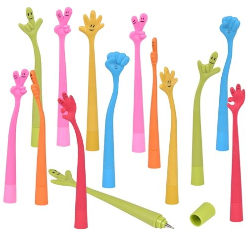 AUAUY 14PZ Divertente Penna Piegano Set, Penna a Sfera a Forma di Dito | Penne Gadget Compleanno, Bomboniere Gadget, Regalini Fine Festa Compleanno Gadget Natale, Stile Casuale