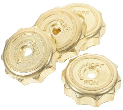 Goldene Gasherdknöpfe aus Eisen als Ersatz, 4 Stück | Einfache Bedienung, Steuerung des Gasflusses, Passend für Gas Stove, Robustes Metall Design