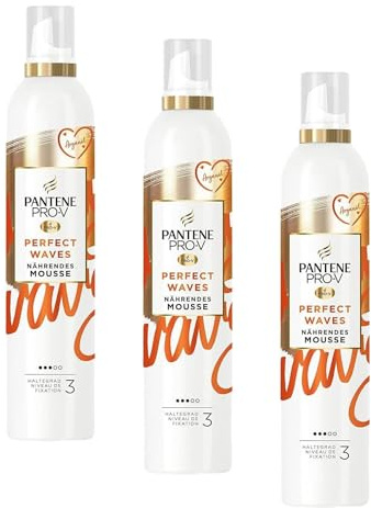 Pantene Pro-V Nährendes Mousse, Perfect Waves, 200ml, mit Arganöl, Haltegrad 3, verleiht glänzende & schwungvolle Wellen, Haarpflege (Packung mit 3)