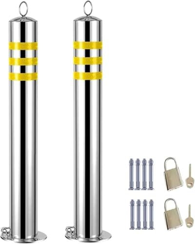 CVNIMV Parkleitplanken, 2 Stück, Parkpoller aus Edelstahl, Sicherheitspoller für Parkplätze, Einfahrtspfosten, einfache Installation für gewerbliche oder Private Nutzung, Parkh