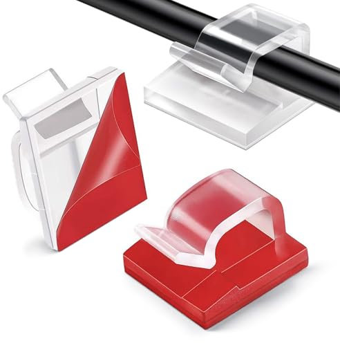 Aujzoo 50PCS Cable Clips Self Adhesive, Sticky Cable Tidy Wire Clips, Adhesive Cable Management Holder for Organiser Wall, Desk Office Cables