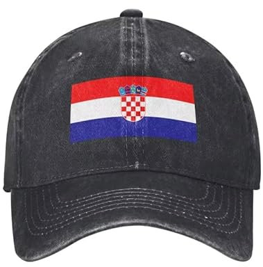 DLERFLOVR Vintage Basecap, Flagge Kroatiens Unisex Baumwolle Kappe, Personalisierter Patriot Distressed Washed Baseballkappe, Herren Verstellbar Outdoor Freizeit Hut