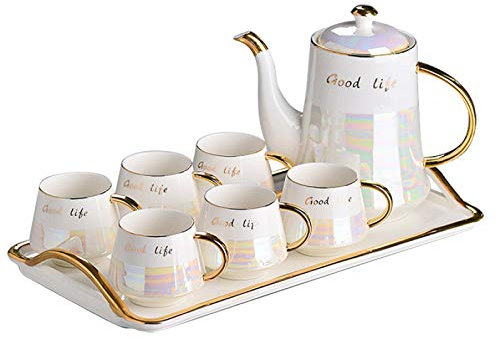 Tea Set For Adults Porcelain Tea Sets Afternoon Tea Set Service Modern Coffee Mugs Cups Set With Teapot And 6 Teacups Wedding Tea Service