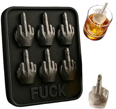 Eiswürfelform Mittelfinger Silikon EiswürfelbehäLter Lustige Eisform Wiederverwendbare 3D Funny Ice Cube Tray Für Whisky, Cocktails & Partygetränke (Schwarz)