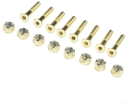 Kit de remplacement de 16 vis et écrous de longboard, accessoires essentiels pour l'entretien du skateboard (doré M5 × 25 mm)